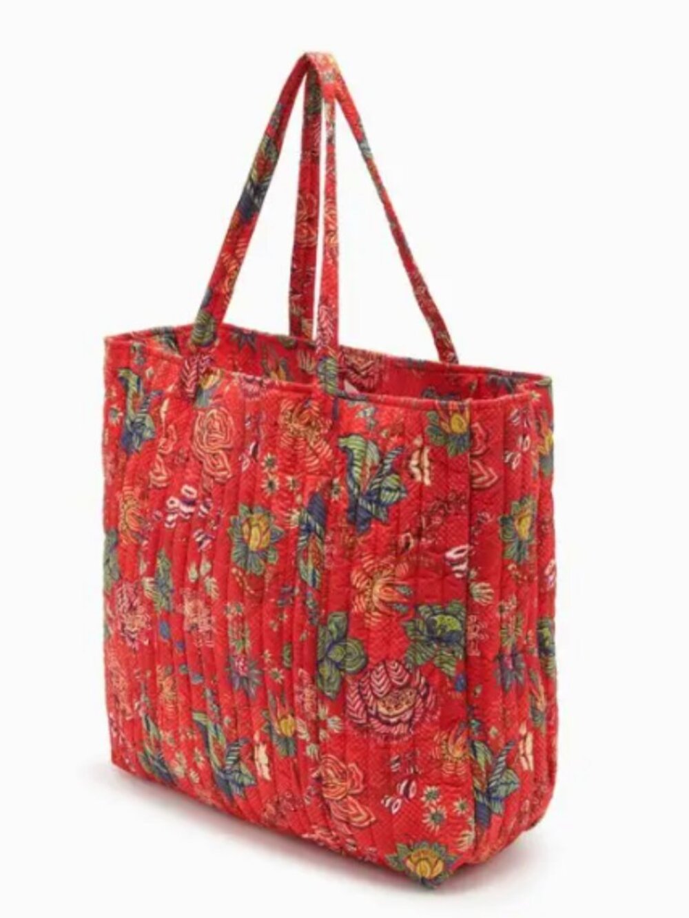 NWT Ulla Johnson  Kalena quilted tote handbag red floral hibiscus